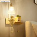 White angel ceramic bell shade wall sconce bedroom crystal pendant
