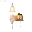 White angel ceramic bell shade wall sconce bedroom crystal pendant