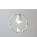 White bird iron ring pendant light for bedroom ceramic decor