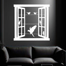Open Window Design with Birds Silhouette