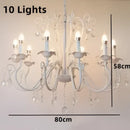 White & black metal chandelier with crystal pendants for dining room