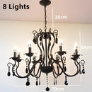 White & black metal chandelier with crystal pendants for dining room