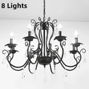 White & black metal chandelier with crystal pendants for dining room