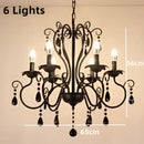 White & black metal chandelier with crystal pendants for dining room