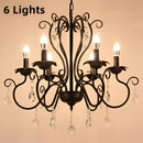 White & black metal chandelier with crystal pendants for dining room