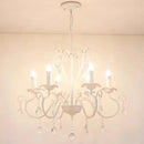 White & black metal chandelier with crystal pendants for dining room