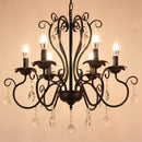 White & black metal chandelier with crystal pendants for dining room