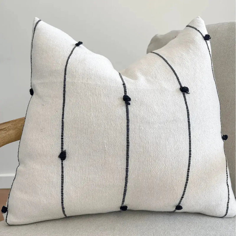 White & Black Striped Oaxacan Pillow