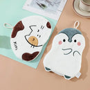 White & brown cartoon animals microfiber hand towels bathroom set