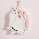 White & brown cartoon animals microfiber hand towels bathroom set