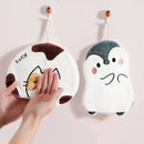 White & brown cartoon animals microfiber hand towels bathroom set
