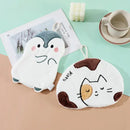 White & brown cartoon animals microfiber hand towels bathroom set