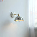 White butterfly ceramic led wall lamp bedroom scalloped sconce