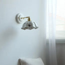 White butterfly ceramic led wall lamp bedroom scalloped sconce