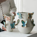 White butterfly ceramic vase living room floral decor