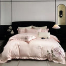 White butterfly flowers embroidery egyptian cotton bedroom bedding set