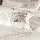 DecorBites™ Butterfly Flowers Embroidery 600TC Egyptian Cotton Bedding Set: Duvet Cover, Bed Sheet, Pillowcases