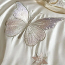 White butterfly lace ruffles bedding set bedroom embroidery