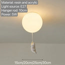 White ceramic balloon bear pendant light bedroom ceiling lamp