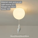 White ceramic balloon bear pendant light bedroom ceiling lamp