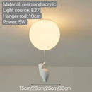 White ceramic balloon bear pendant light bedroom ceiling lamp