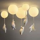 White ceramic balloon bear pendant light bedroom ceiling lamp