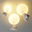 White ceramic balloon bear pendant light bedroom ceiling lamp