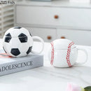 White ceramic baseball shape ceramic mug with lid kitchen cup