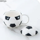 White ceramic baseball shape ceramic mug with lid kitchen cup