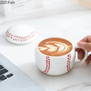White ceramic baseball shape ceramic mug with lid kitchen cup