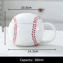White ceramic baseball shape ceramic mug with lid kitchen cup