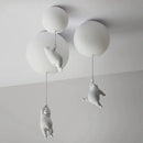 White ceramic bear cartoon pendant lamp for kids bedroom