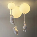 White ceramic bear cartoon pendant lamp for kids bedroom