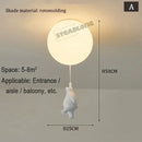 White ceramic bear cartoon pendant lamp for kids bedroom
