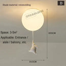 White ceramic bear cartoon pendant lamp for kids bedroom