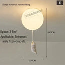 White ceramic bear cartoon pendant lamp for kids bedroom
