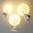 White ceramic bear cartoon pendant lamp for kids bedroom