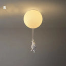 White ceramic bear led ceiling chandelier bedroom glass globe light