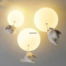 White ceramic bear led ceiling chandelier bedroom glass globe light