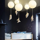 White ceramic bear led ceiling chandelier bedroom glass globe light