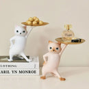 DecorBites™ Cat Tray Sculpture Home Decor Statues Office Table Desk Accessorie Storage
