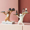 DecorBites™ Cat Tray Sculpture Home Decor Statues Office Table Desk Accessorie Storage