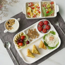 White ceramic divided plate dining room compartmentalized tray