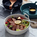 White ceramic double handle salad bowl dining room serving dish