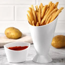 White ceramic french fries holder with sauce cup kitchen snack bowl