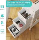 White Computer Desk With Fabric Drawers 47 Inch Reversible Study Desk
