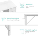 White Computer Desk With Fabric Drawers 47 Inch Reversible Study Desk