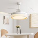 White crystal invisible chandelier led ceiling fan living room