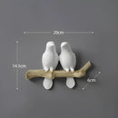 White decorbites bird resin hanger kitchen hook on wood branch