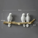 White decorbites bird resin hanger kitchen hook on wood branch